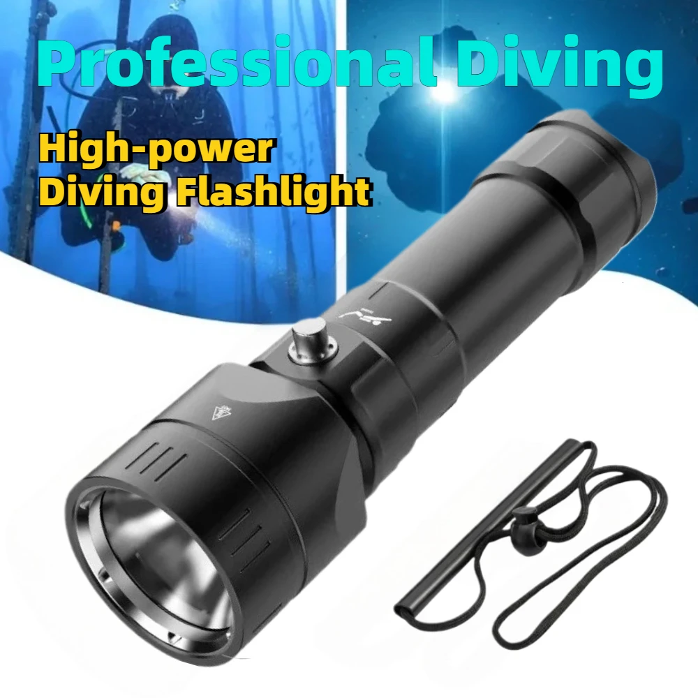 Underwater Flashlight - Professional Diving Flashlight Underwater Tactics Lamp
