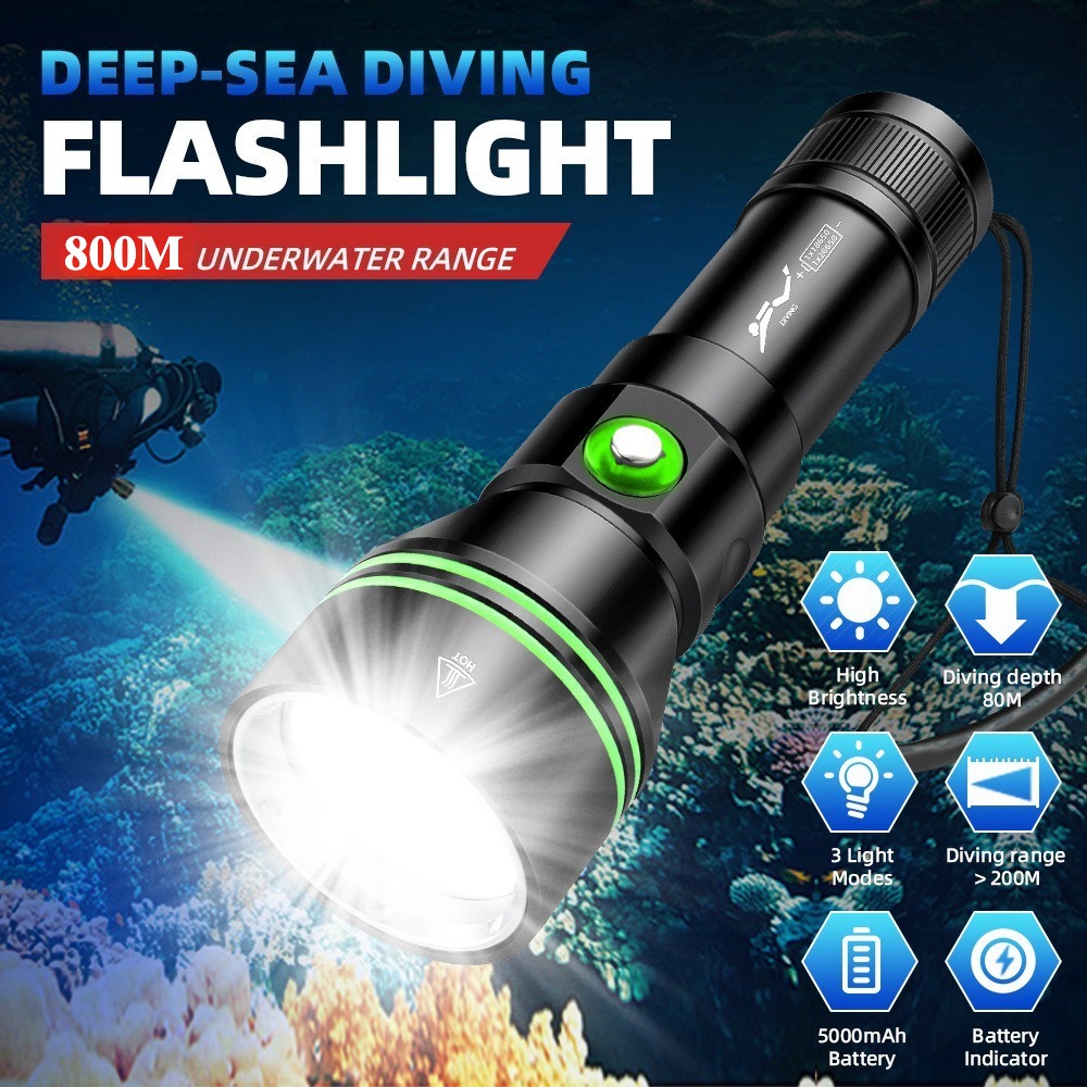 Super Bright XHP70 LED Scuba D - Underwater Flashlight review and price