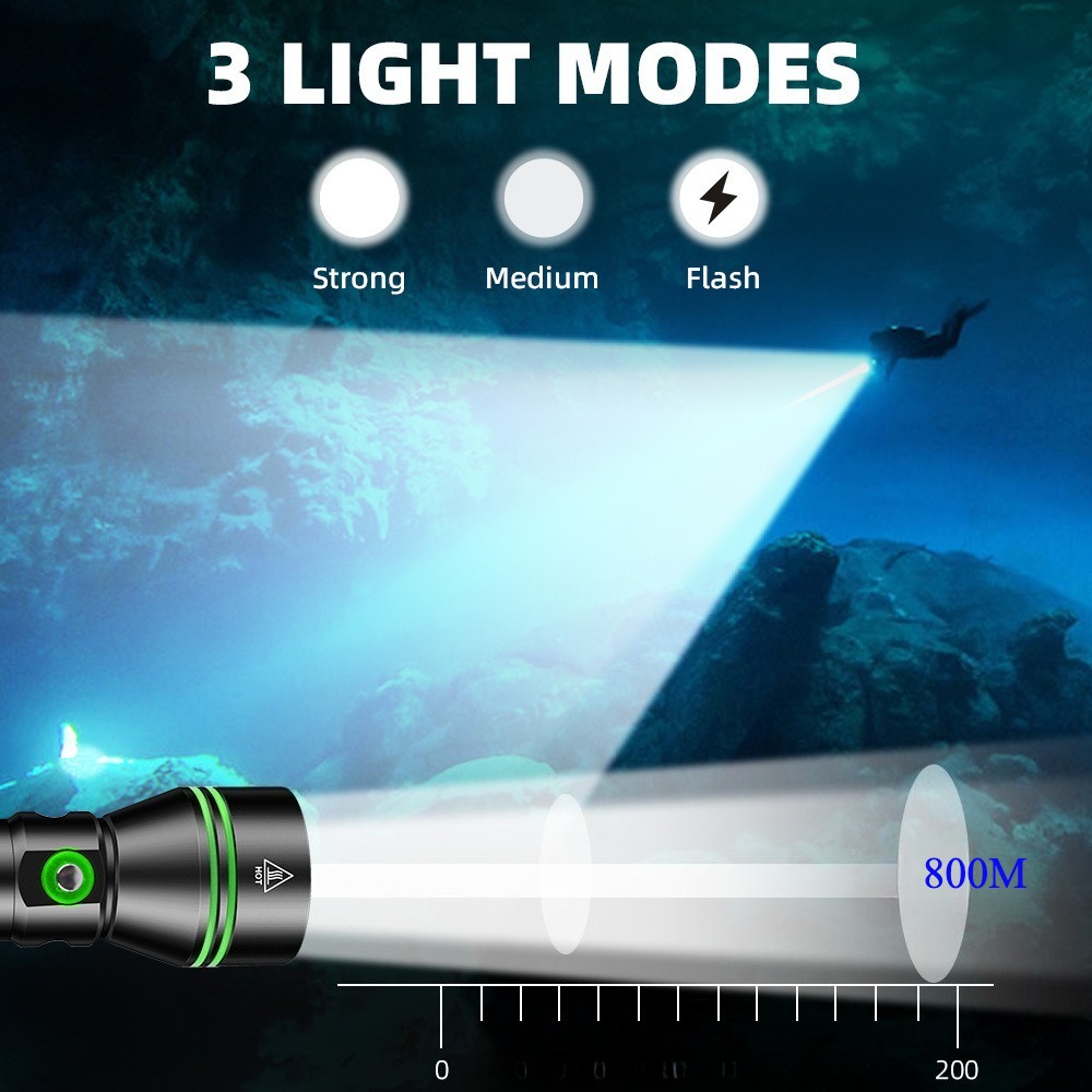 Super Bright XHP70 LED Scuba D - Underwater Flashlight review and price