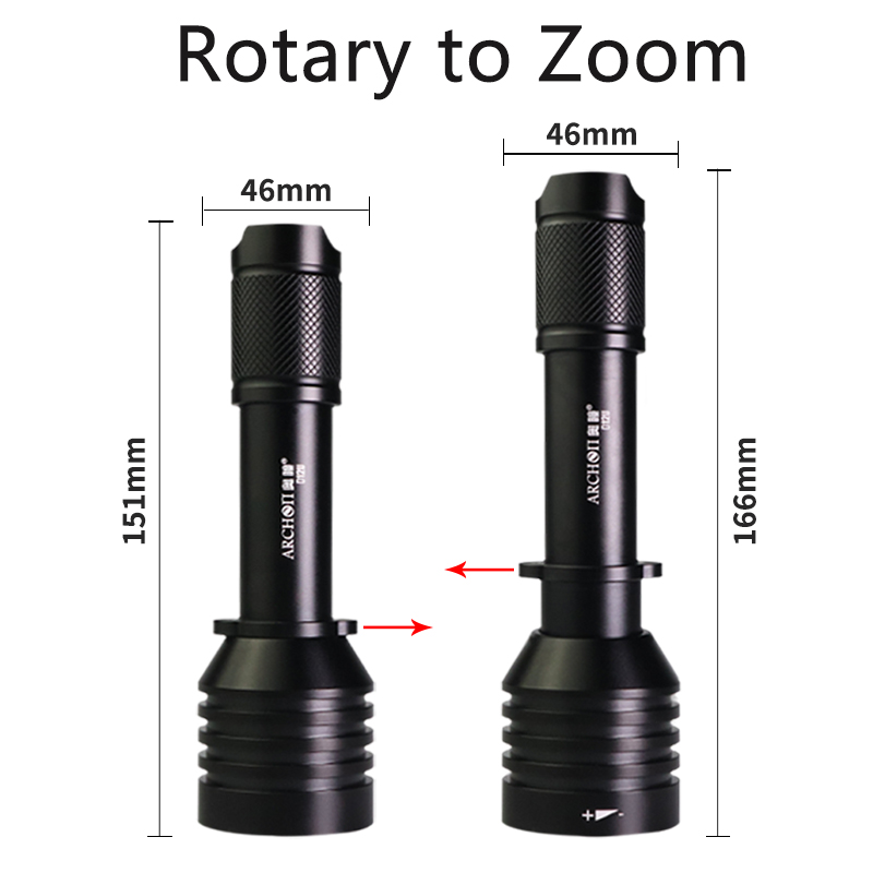 Archon D12u Rotating Zoom Divi - Underwater Flashlight review and price